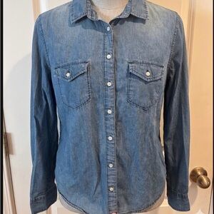 Aeropostale Light Blue Denim Button-Up Shirt 100%cotton size L